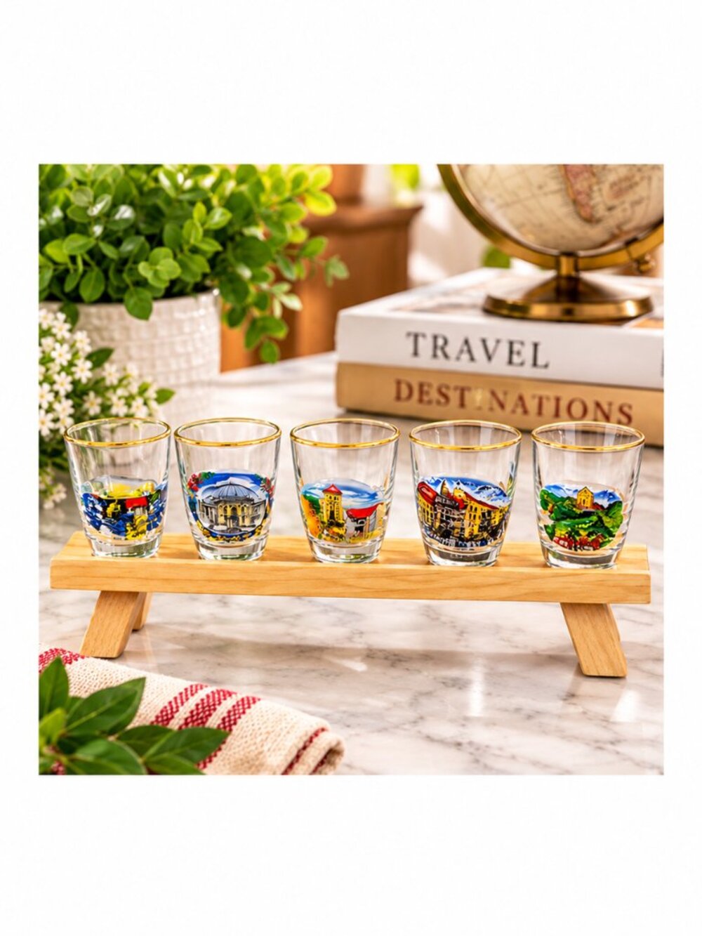 Set of 5 Gold-Trim Souvenir Shot Glasses – Germany Collection 🇩🇪